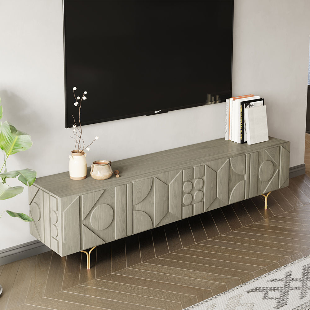 Mid Century Modern Gray MDF TV Stands