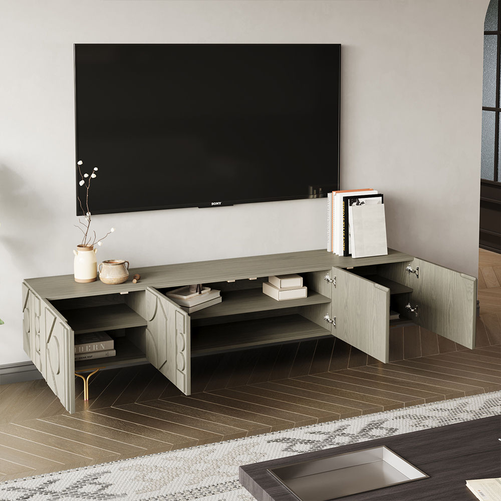 Mid Century Modern Gray MDF TV Stands
