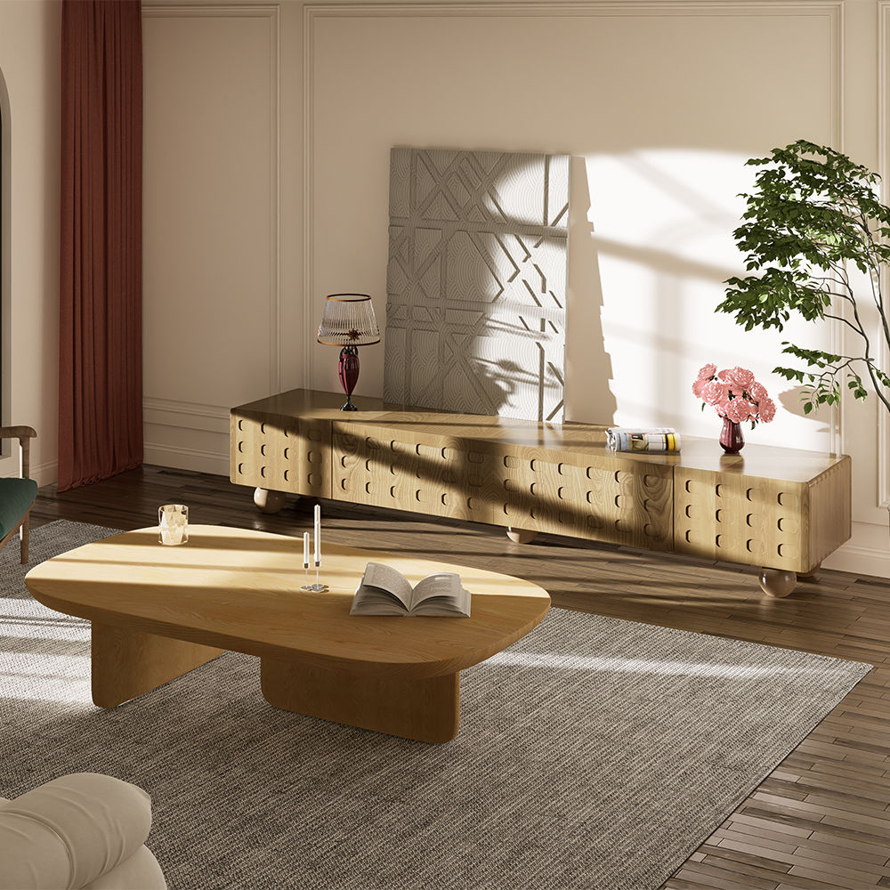 with Drawers Wood color Plywood TV Stands