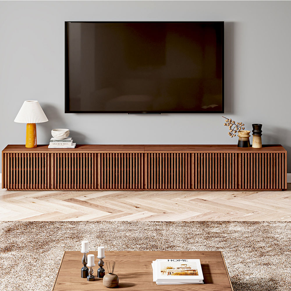 Mid Century Modern Dark Wood Plywood TV Stands
