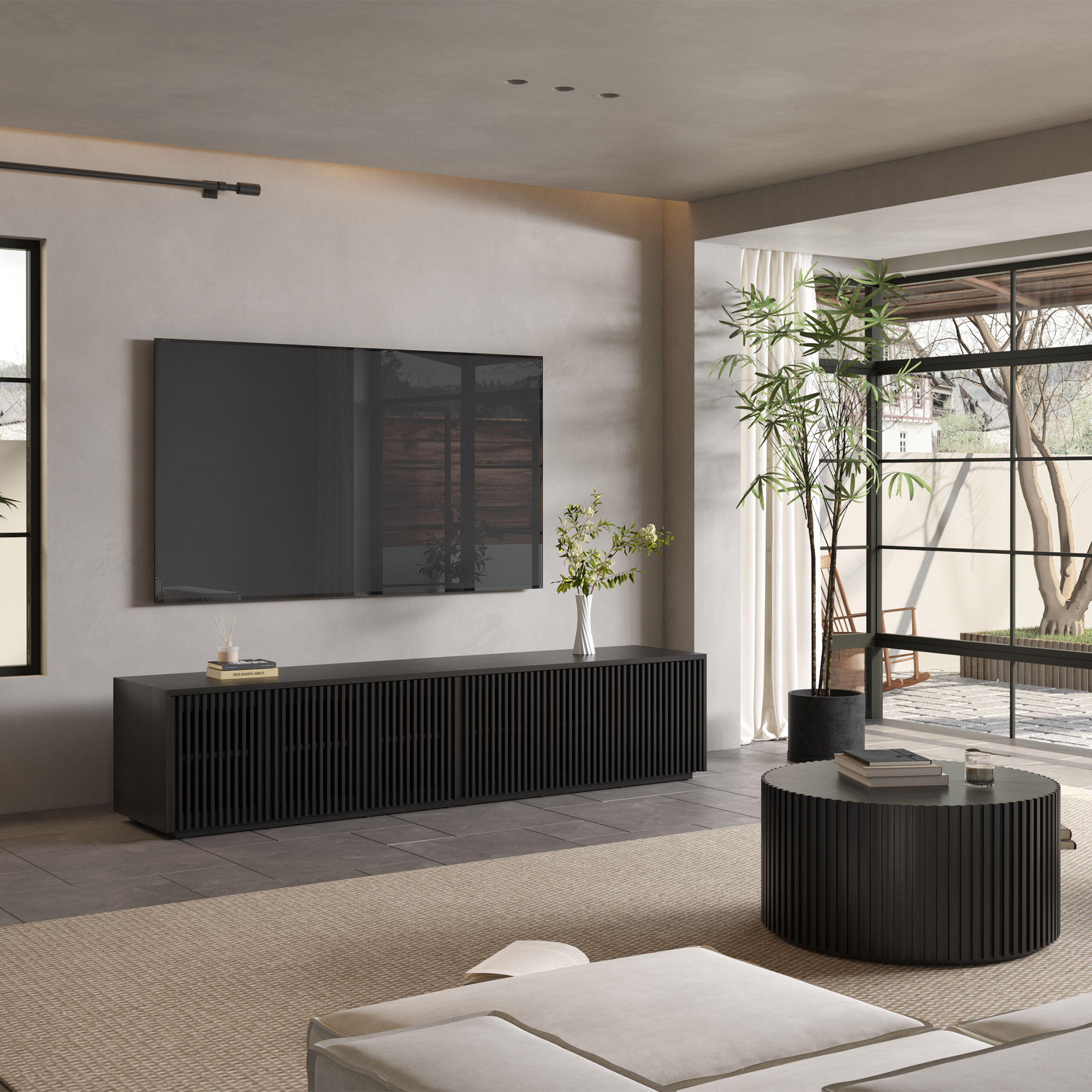 Modern Minimalist Black Plywood TV Stands