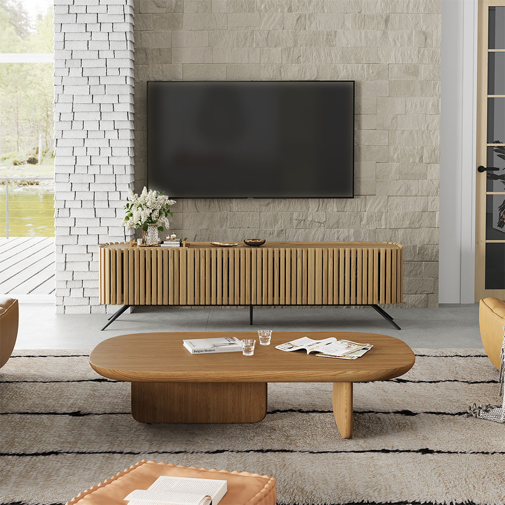 Metal Leg Wood color Plywood TV Stands