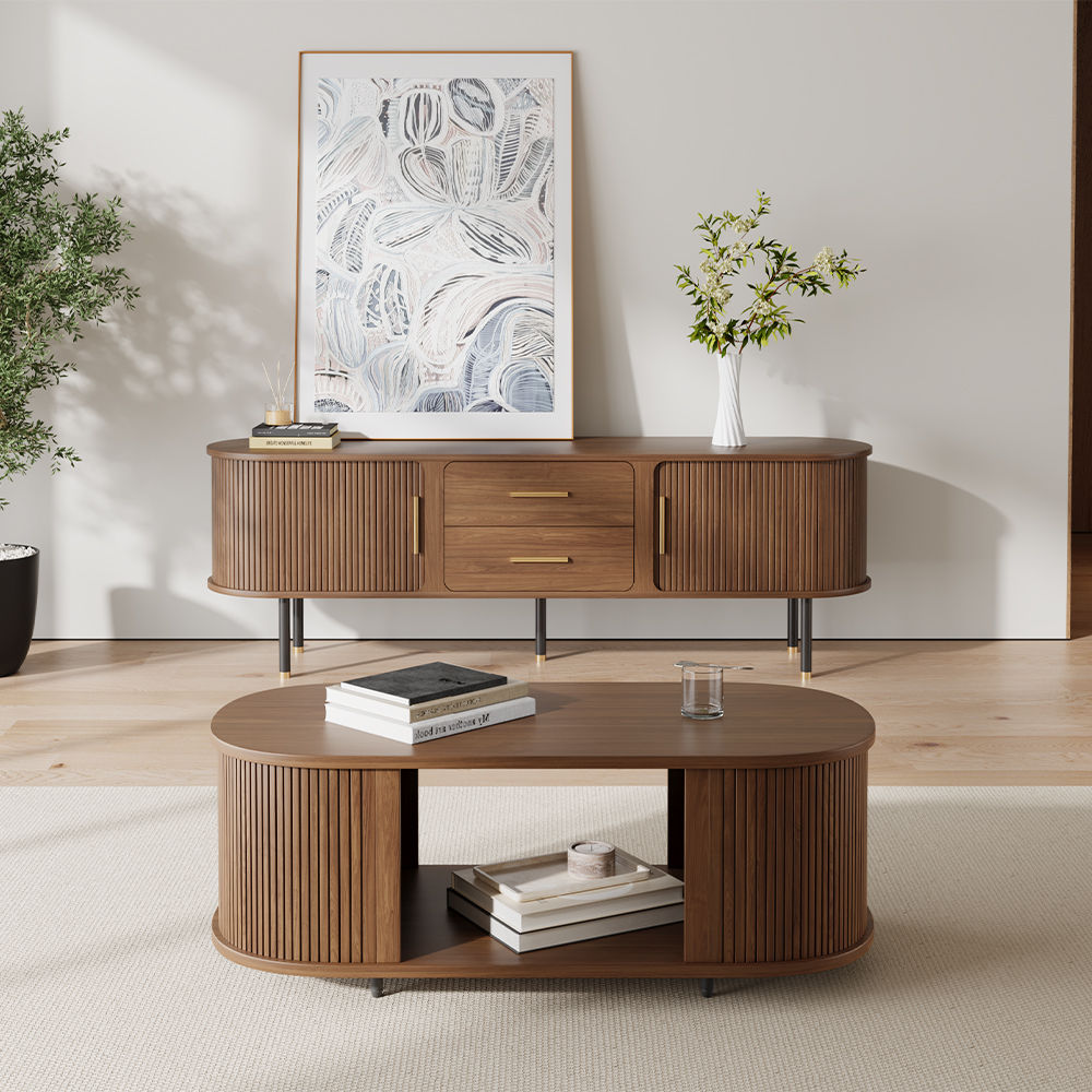 Mid Century Modern Walnut Plywood TV Stands