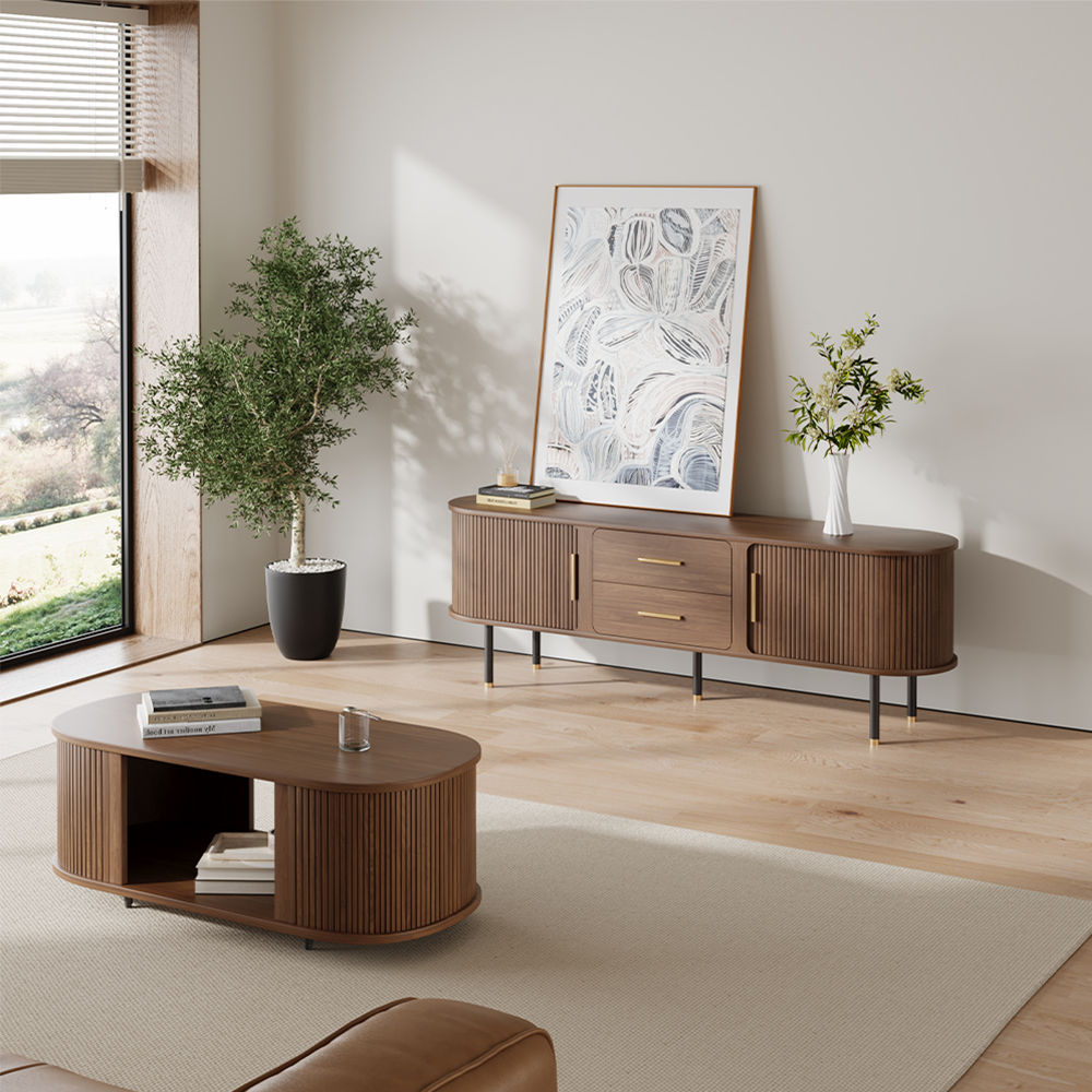 Mid Century Modern Walnut Plywood TV Stands