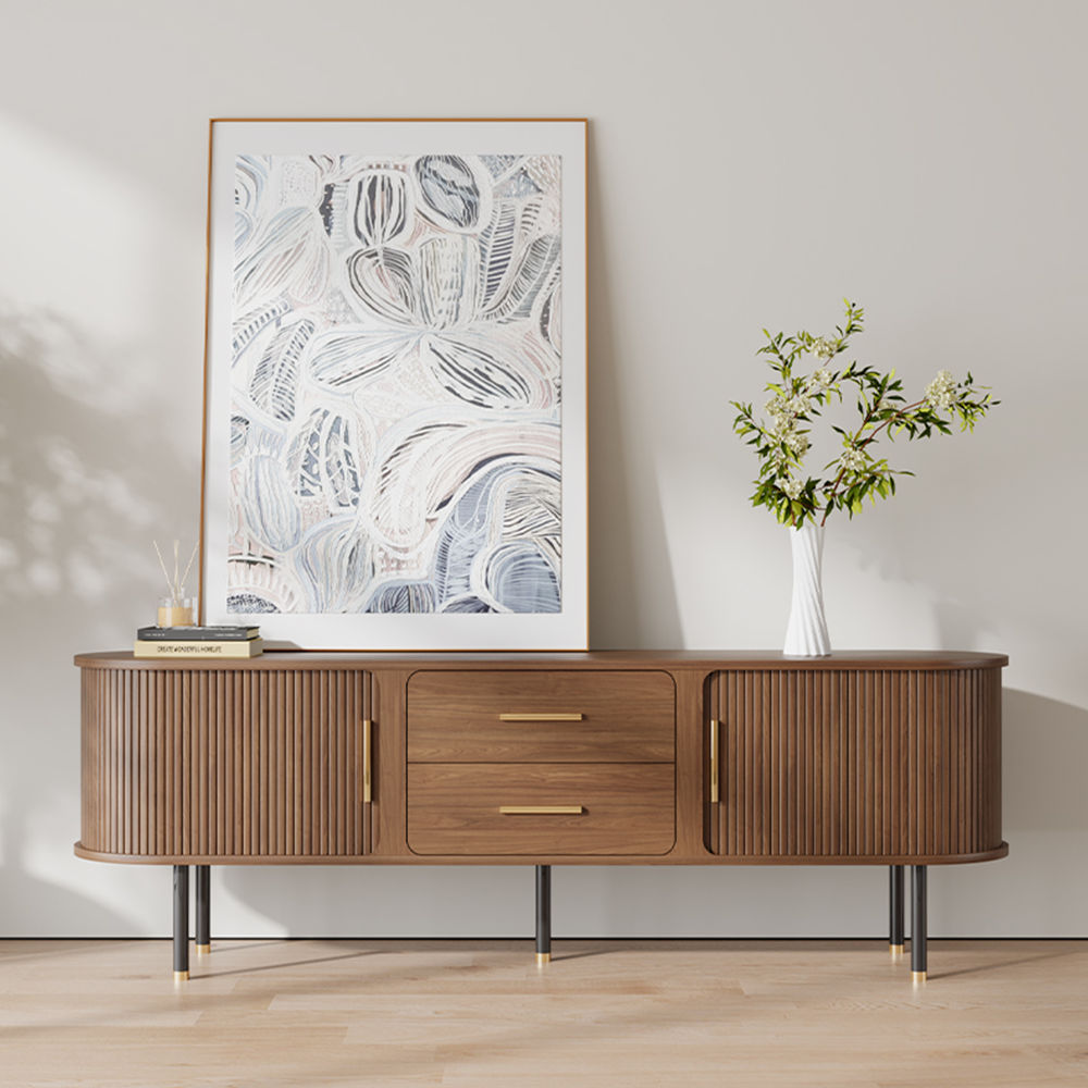 with Cabinets Walnut Plywood TV Stands