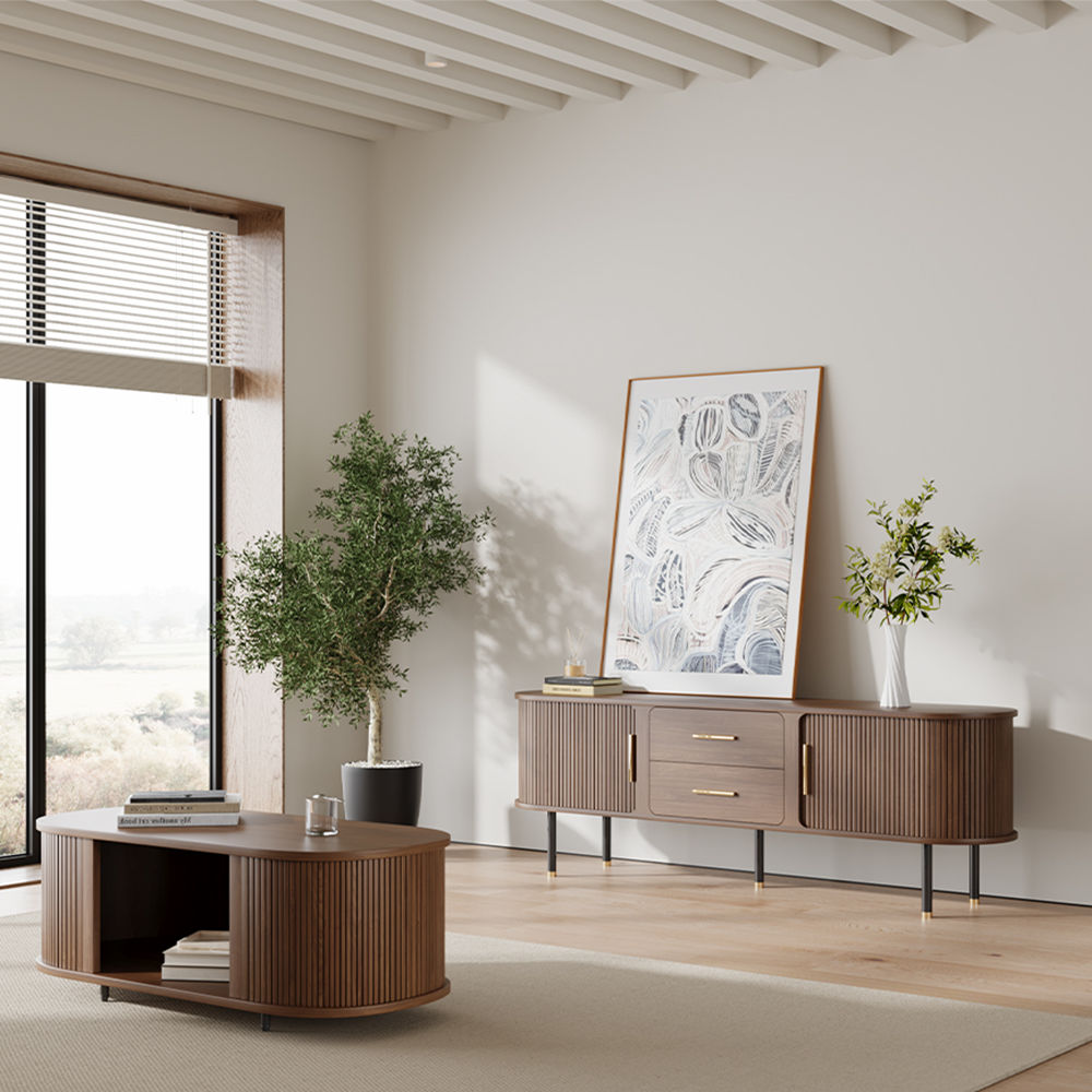 Nordic Style Walnut Plywood TV Stands