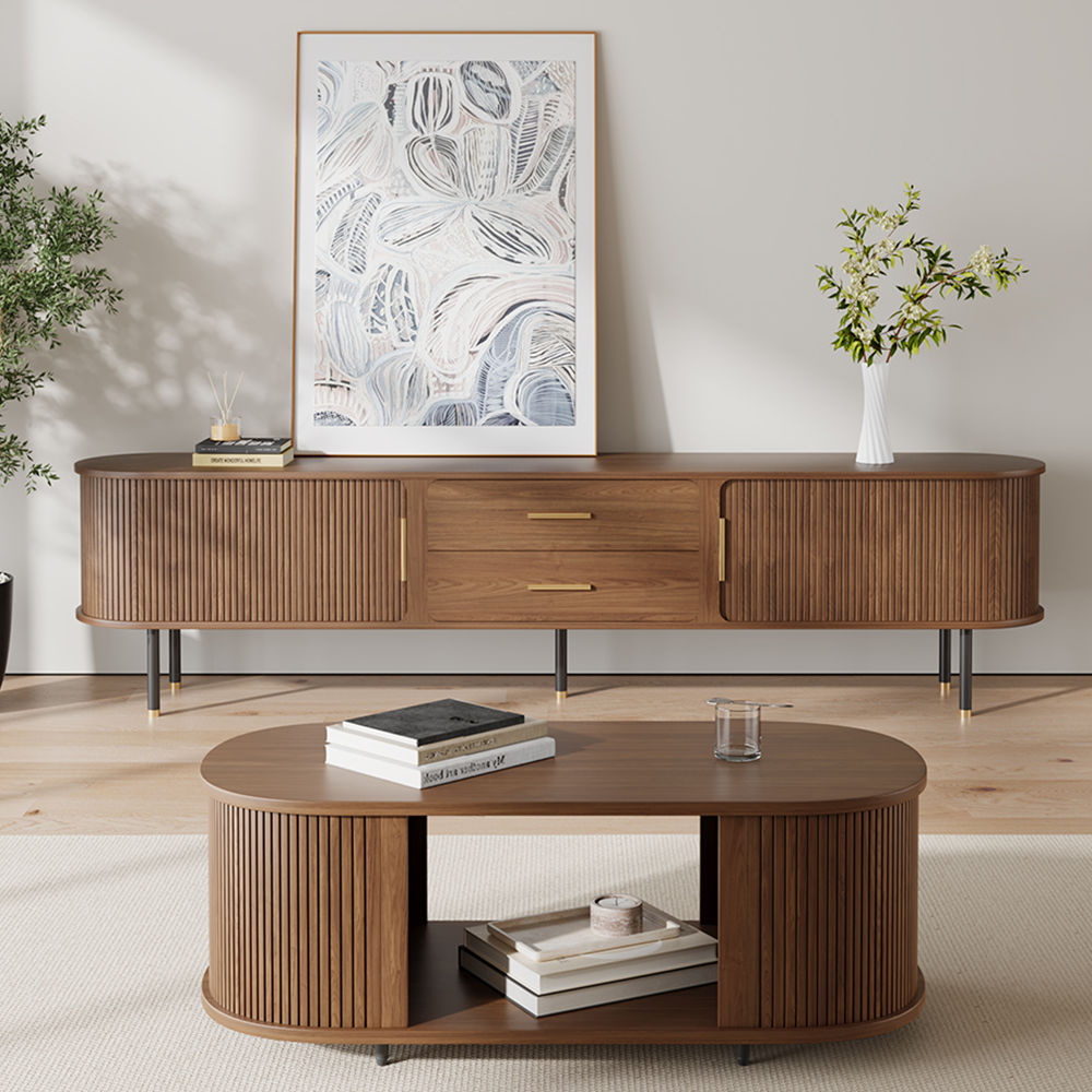 Mid Century Modern Walnut Plywood TV Stands