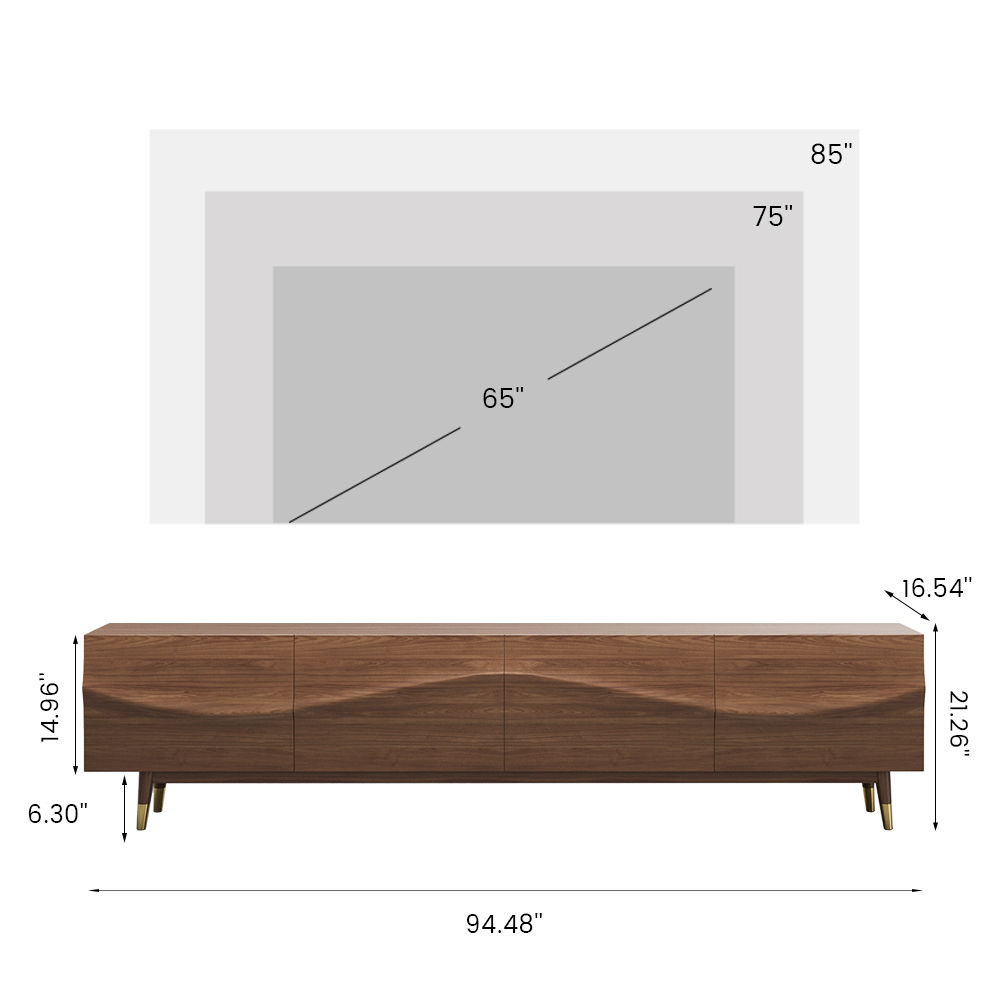 Wave Pattern Dark Wood Wood TV Stands