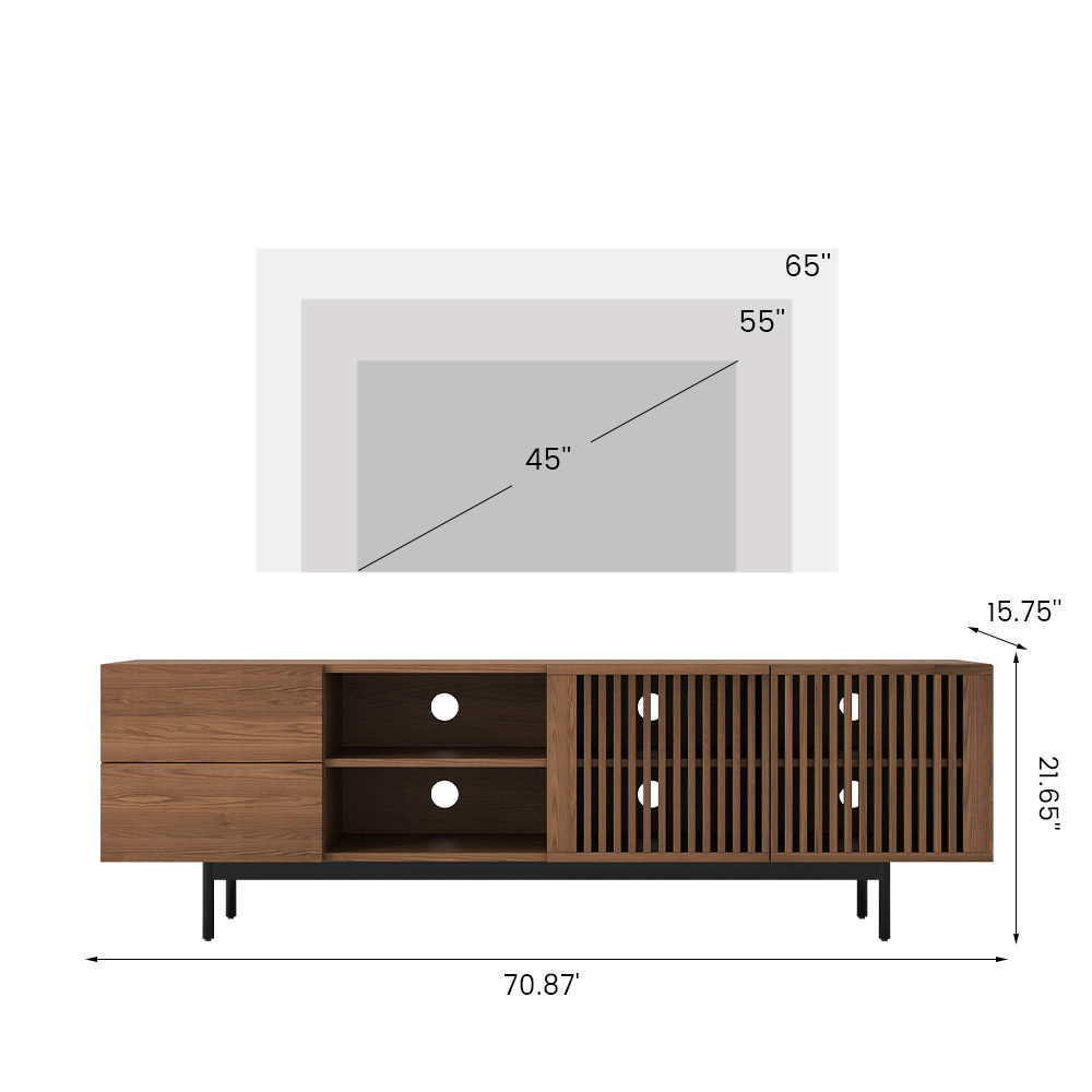 Metal Leg Dark Wood Plywood TV Stands