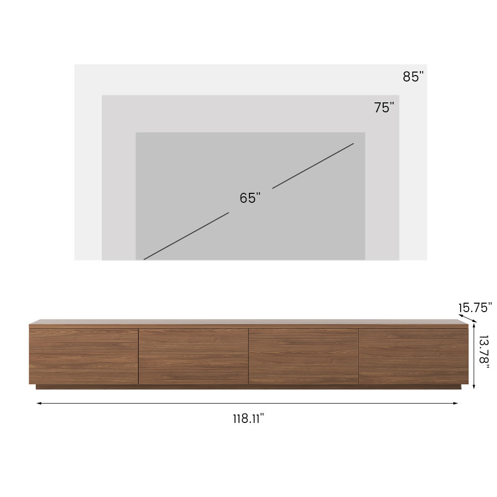Floor TV Stand Dark Wood MDF TV Stands