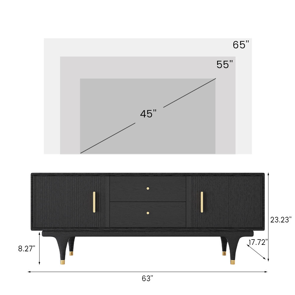 Wood Leg Black MDF TV Stands