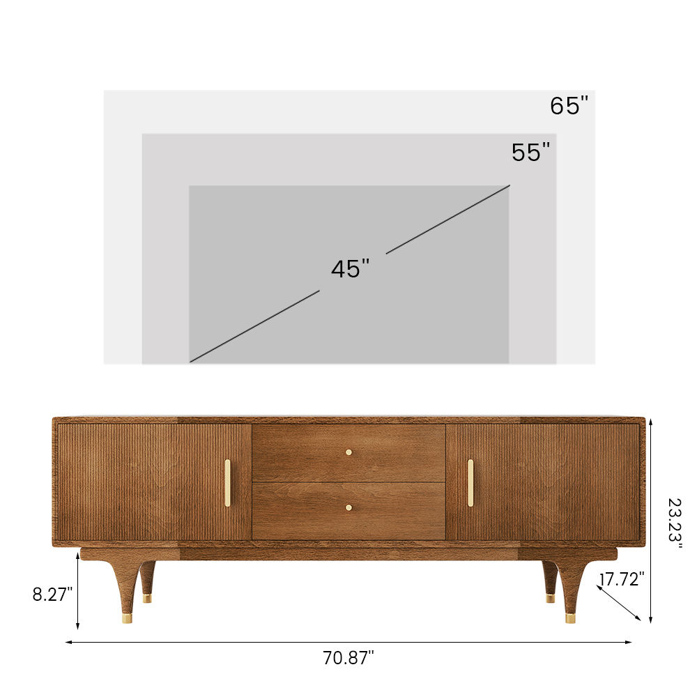 with Cabinets Walnut MDF TV Stands