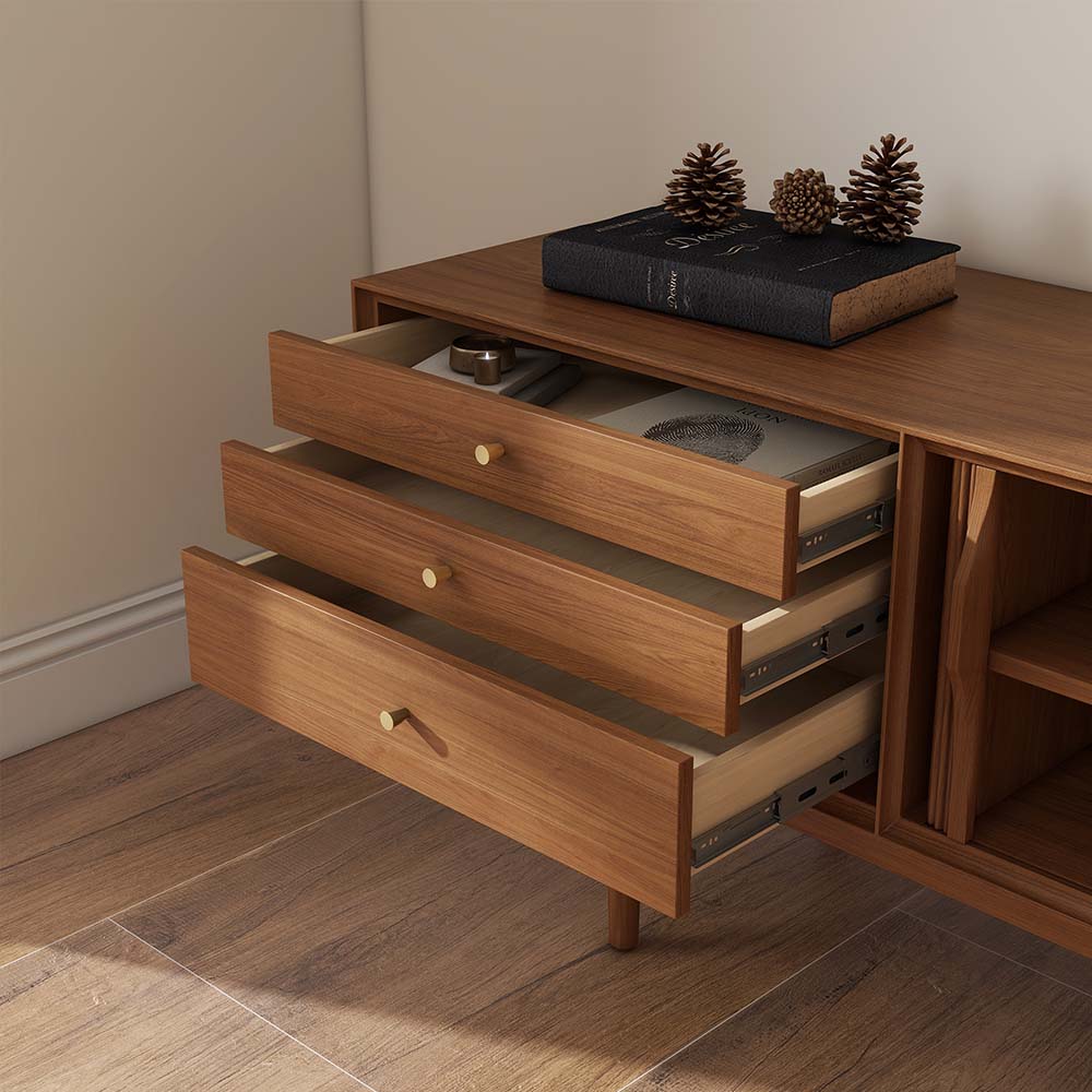 On the Ground Walnut Color MDF TV Stands