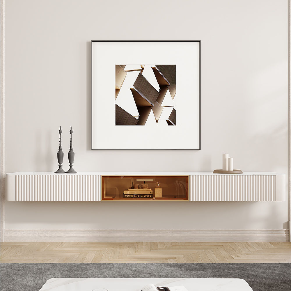Modern White Glossy Sintered Stone TV Stands