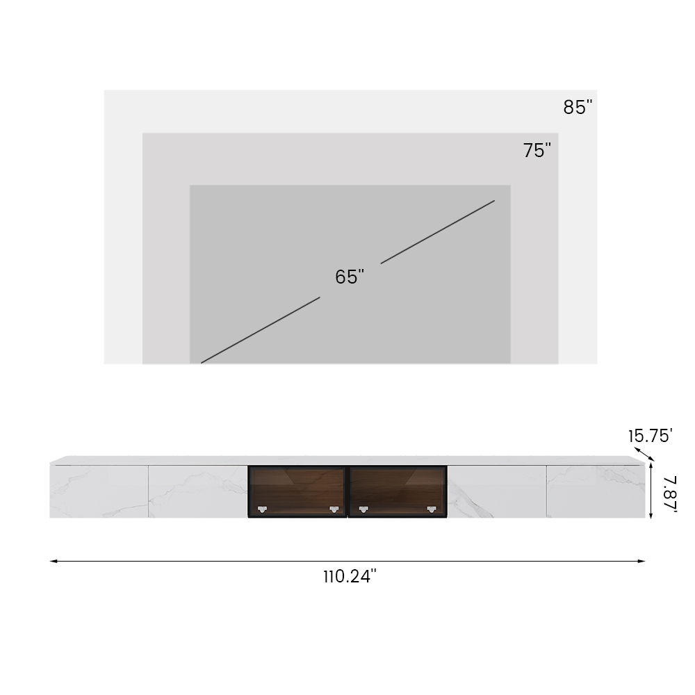Floor TV Stand White Sintered Stone TV Stands
