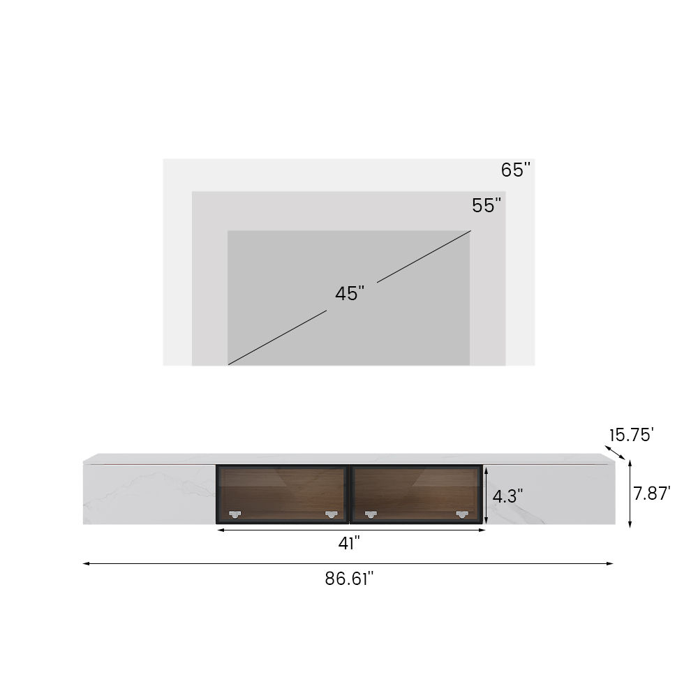 Extendable White Sintered Stone TV Stands