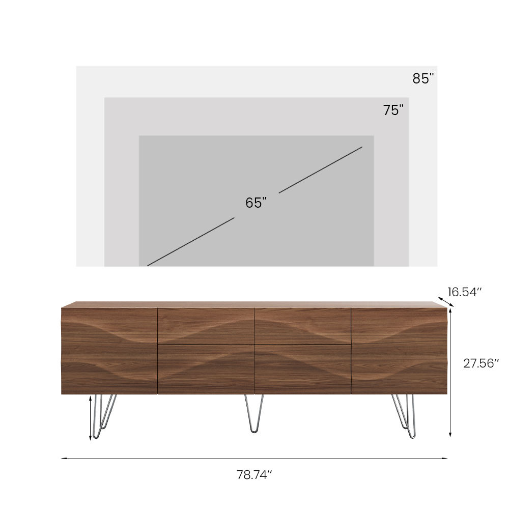 Metal Leg Dark Wood MDF TV Stands