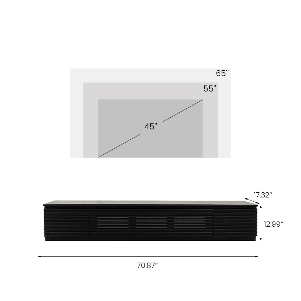 Wave Pattern Black Plywood TV Stands