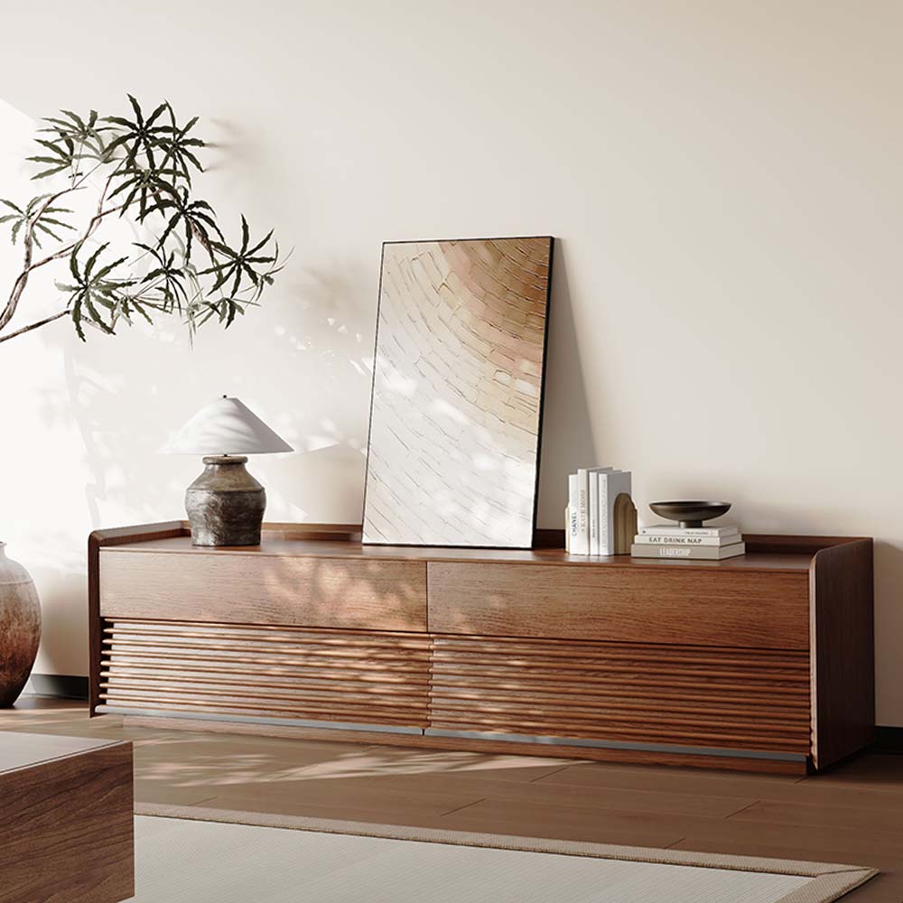 Rectangular Walnut Plywood TV Stands