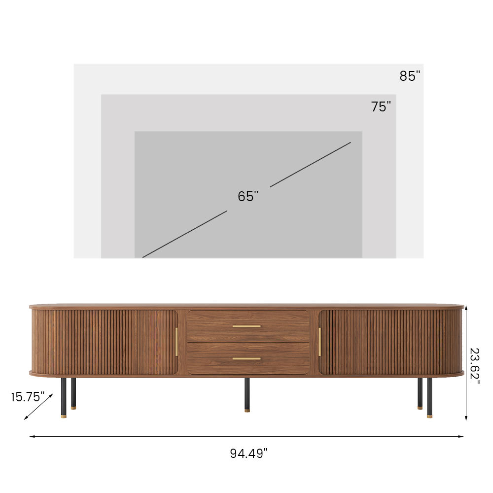 Metal Leg Walnut Plywood TV Stands