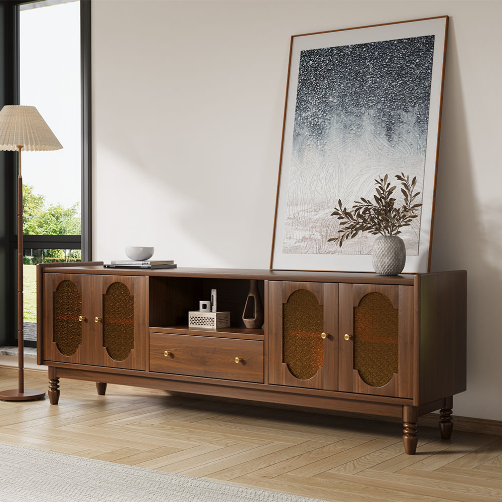 70.87''Mid-Century Modern Cherry Wood TV Stand | Povison
