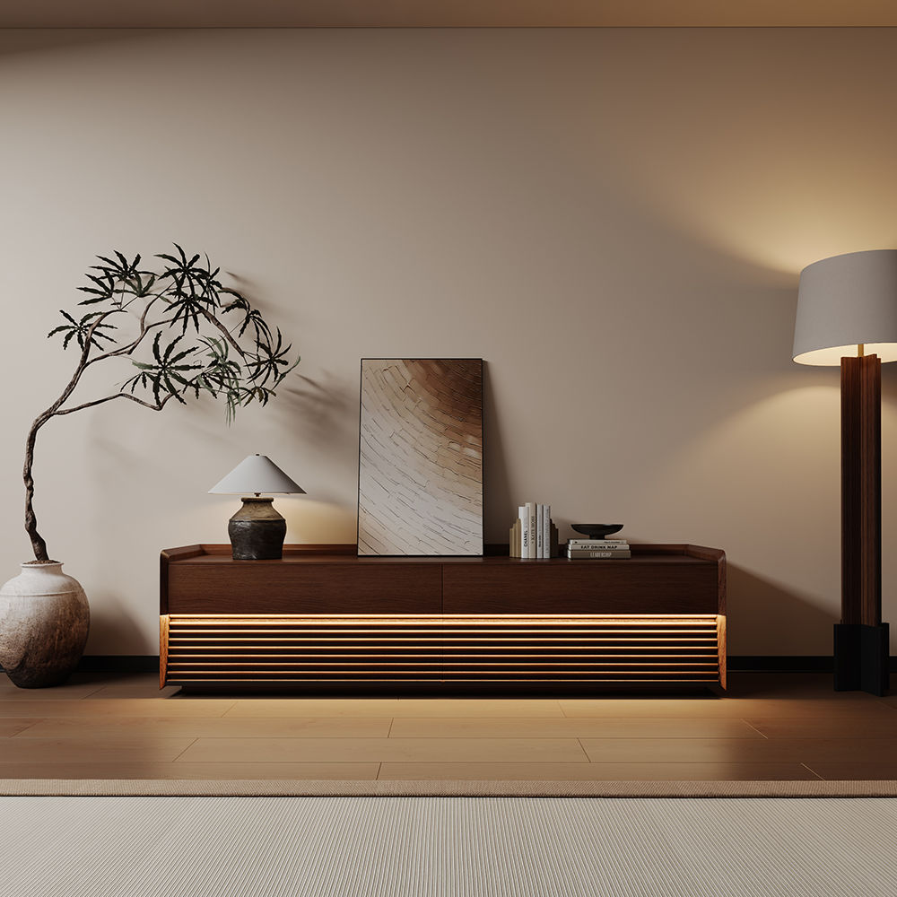 Floor TV Stand Walnut Plywood TV Stands