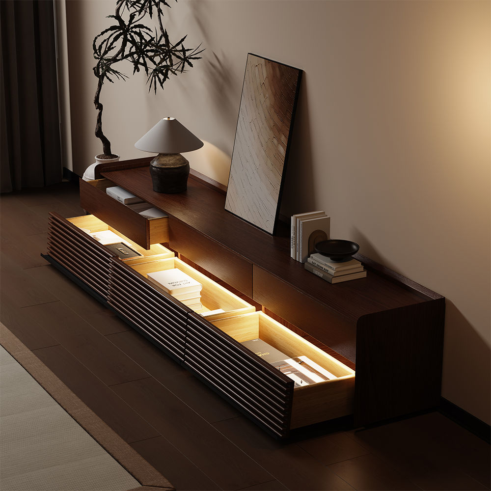 Floor TV Stand Walnut Plywood TV Stands