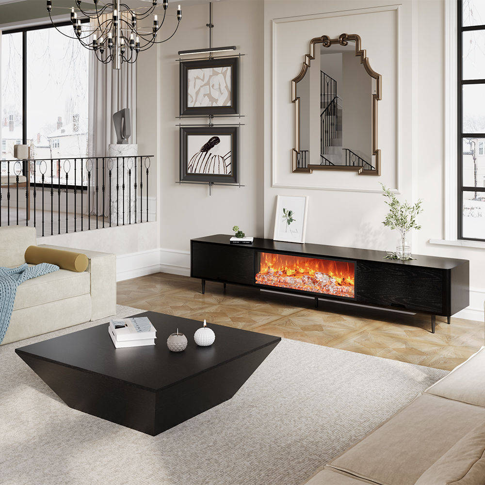 Floor TV Stand Black MDF TV Stands
