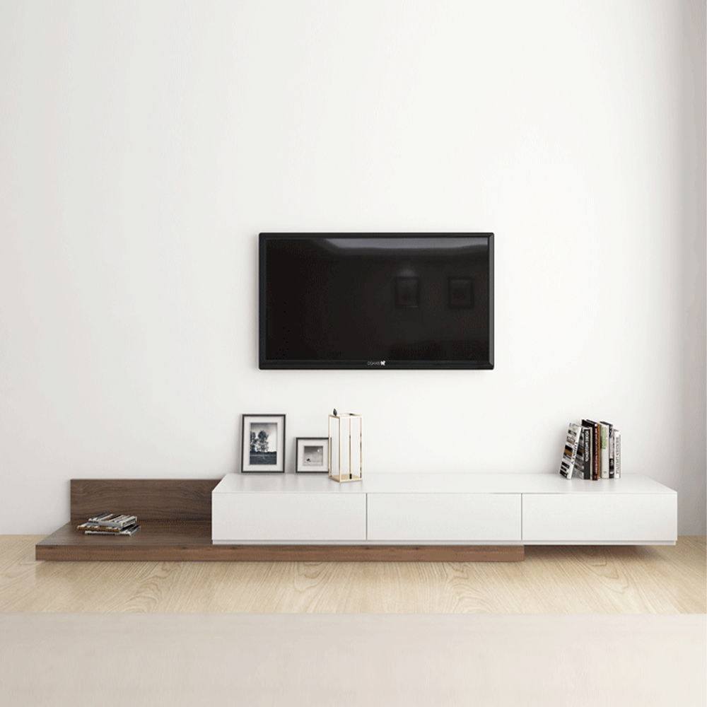 Floor TV Stand Dark Wood & White MDF TV Stands