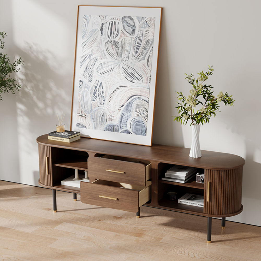 Nordic Style Walnut Plywood TV Stands