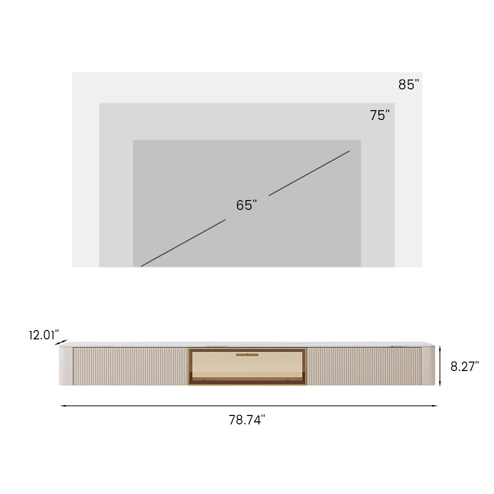 Modern White Glossy Sintered Stone TV Stands