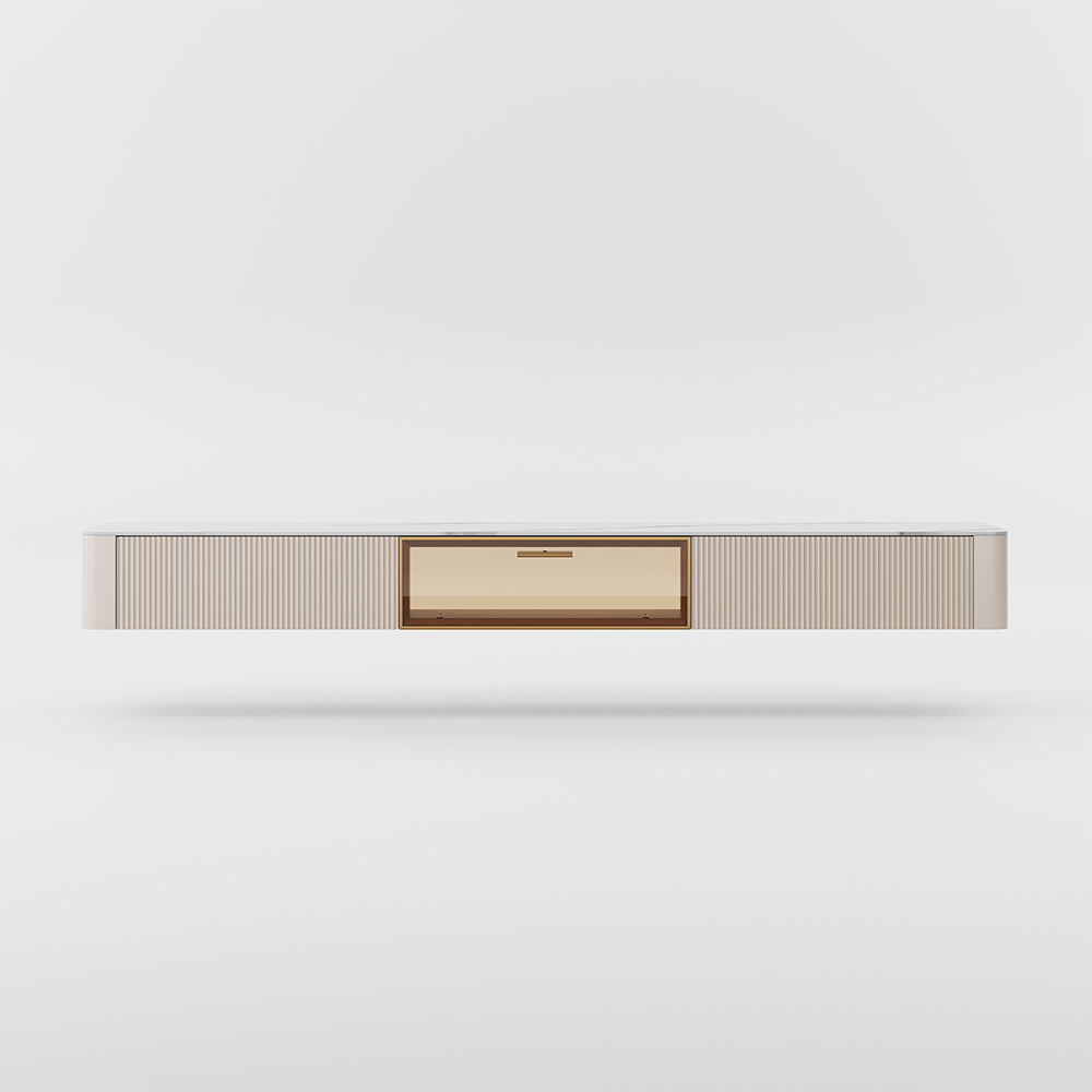 Modern White Glossy Sintered Stone TV Stands