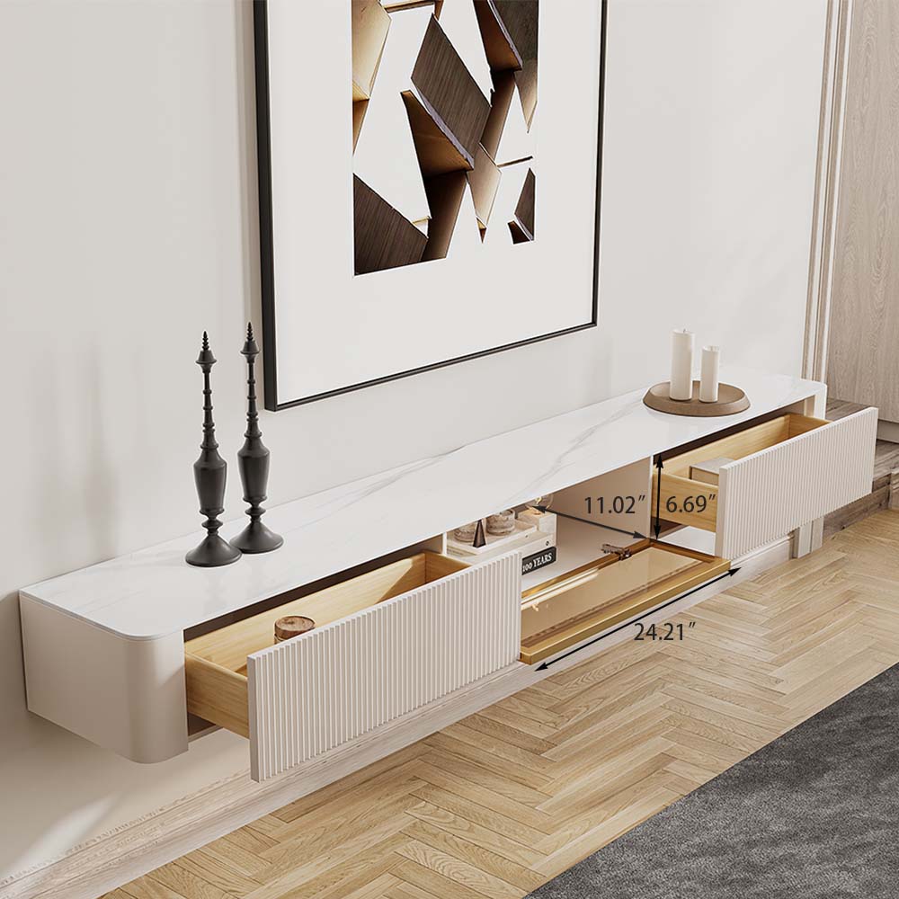 Modern Minimalist White Glossy Sintered Stone TV Stands