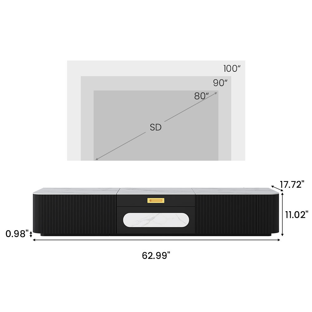 On the Ground White & Black Sintered Stone TV Stands