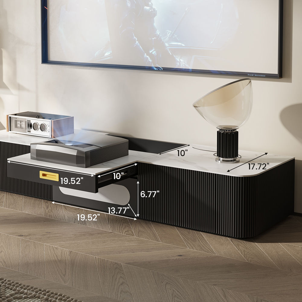 Sintered Stone White & Black Sintered Stone TV Stands