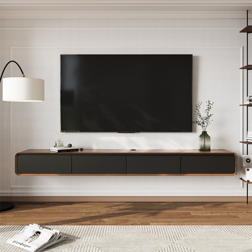 Oak Dark Wood & Black MDF TV Stands