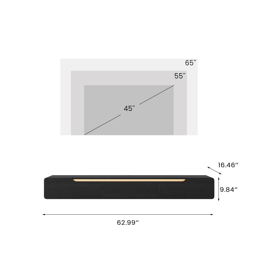 Floating Black MDF TV Stands
