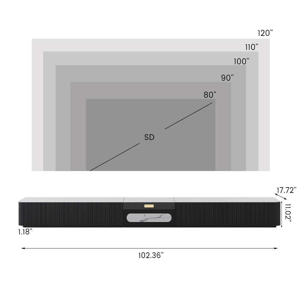 Modern White & Black Sintered Stone TV Stands