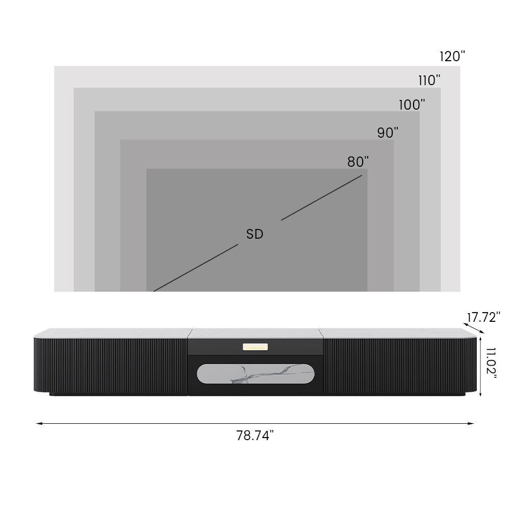 On the Ground White & Black Sintered Stone TV Stands