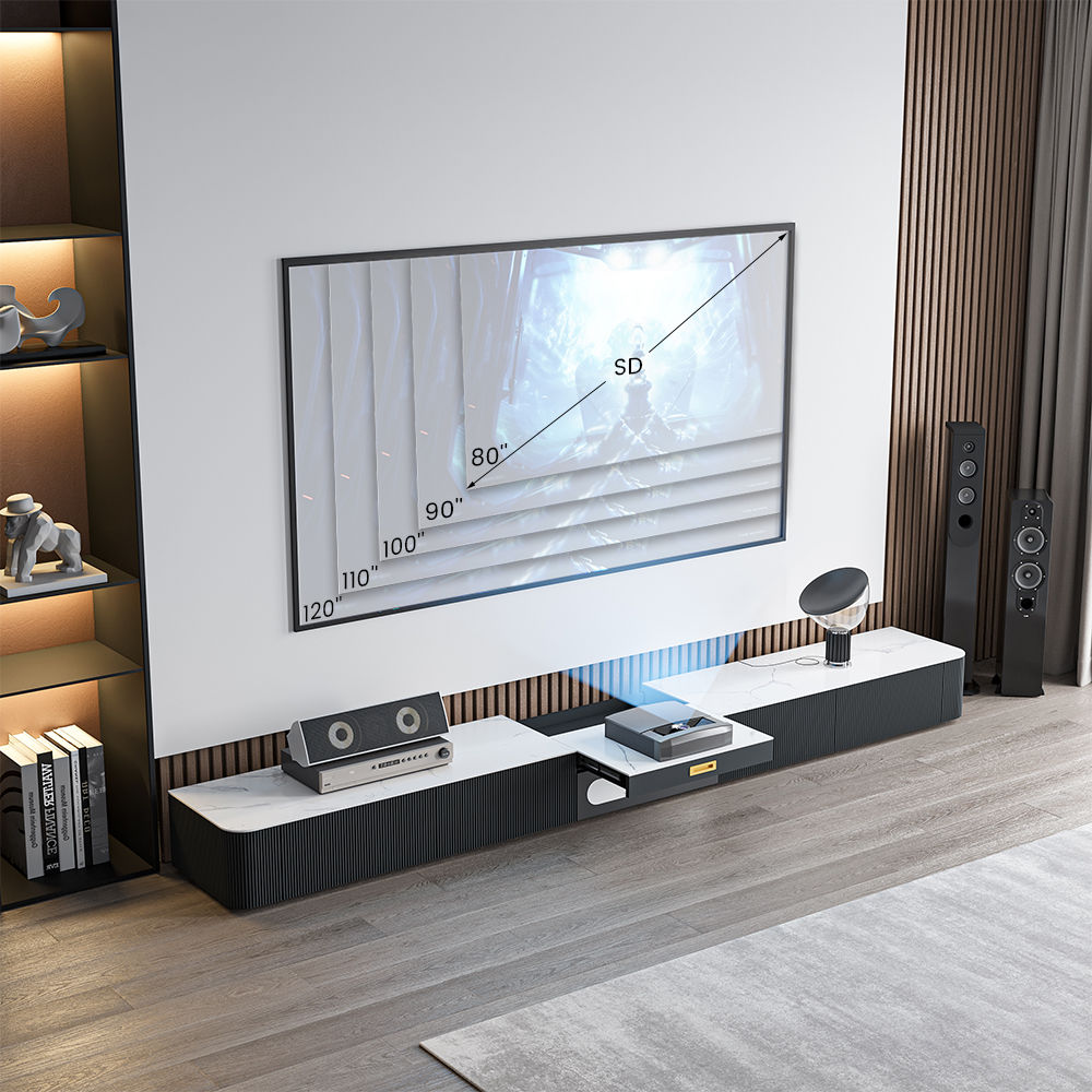 Modern White & Black Sintered Stone TV Stands