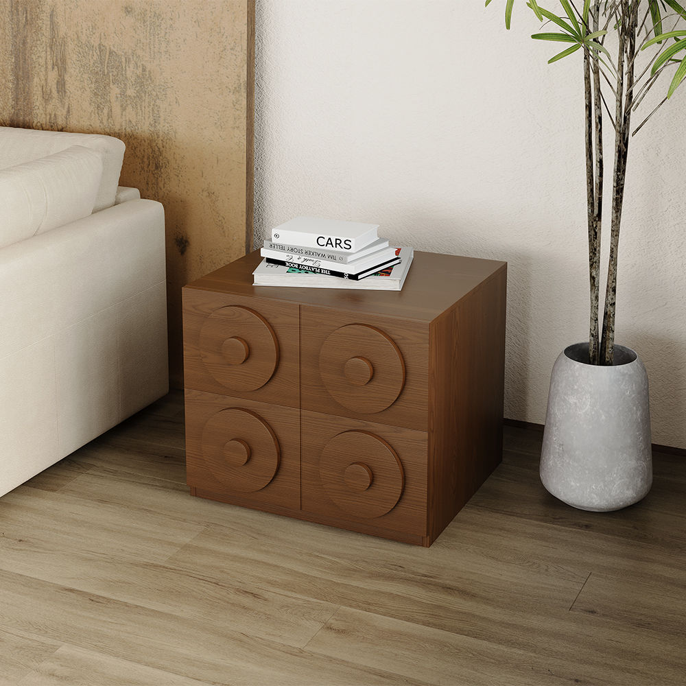 with Drawers Walnut Color Solid Wood TV Stands