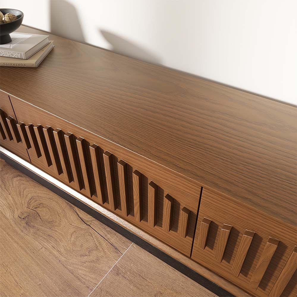 Extendable Walnut & Black MDF & Solid Wood TV Stands