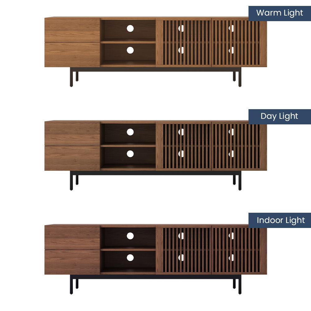 Metal Leg Dark Wood Plywood TV Stands