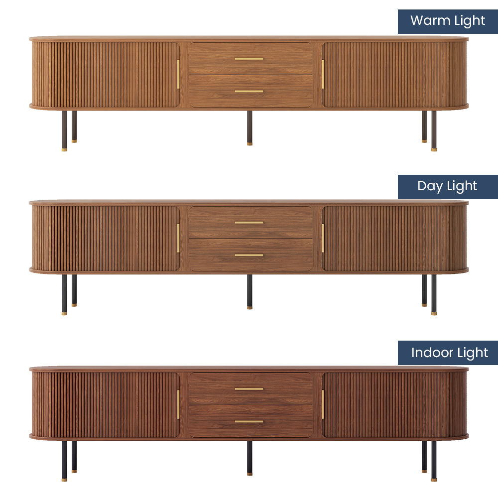 Metal Leg Walnut Plywood TV Stands