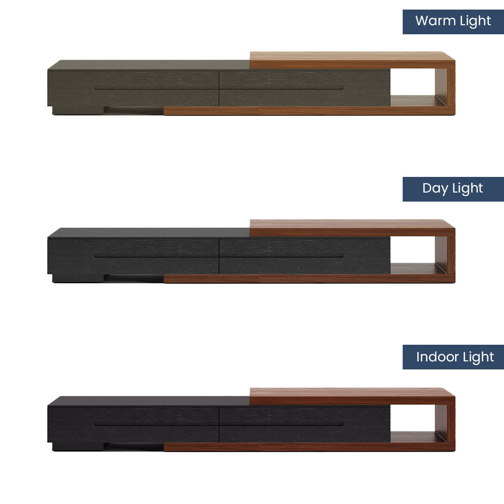 On the Ground Dark Wood & Black MDF TV Stands