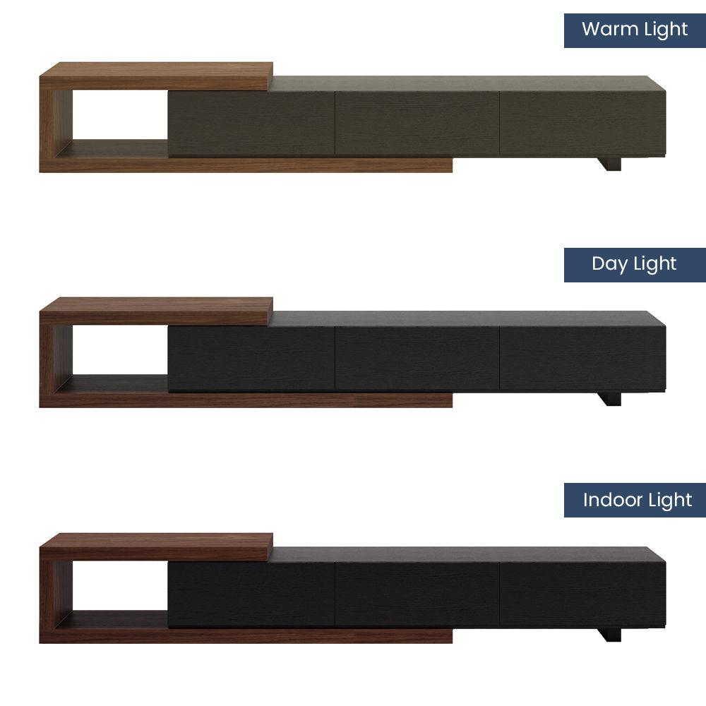 Extendable Dark Wood & Black MDF TV Stands