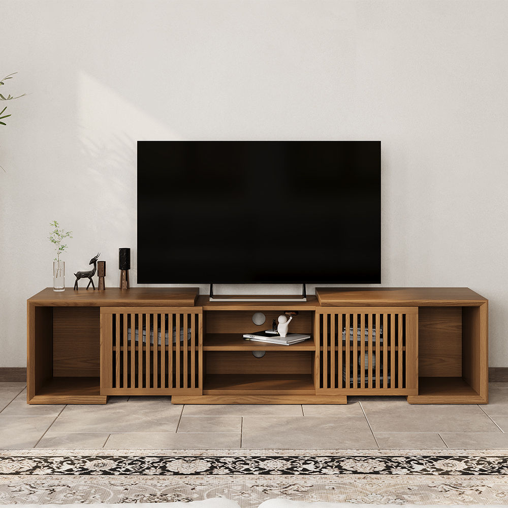 Modern Minimalist Walnut Color MDF TV Stands