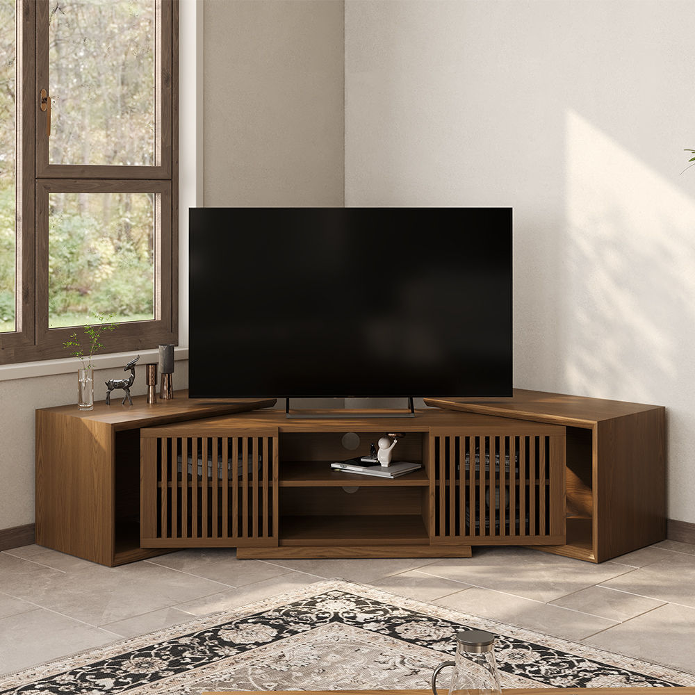 On the Ground Walnut Color MDF TV Stands