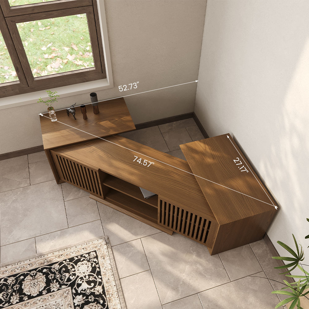 Rectangular Walnut Color MDF TV Stands