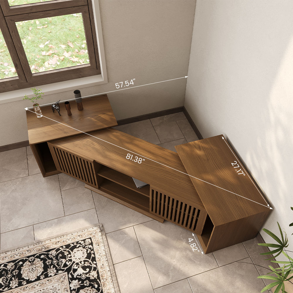 Modern Minimalist Walnut Color MDF TV Stands